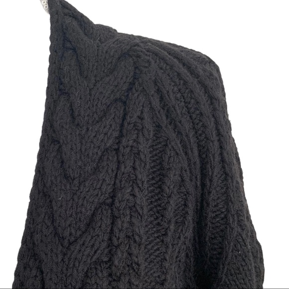 Maje Mouffle Wool Cable Knit Chunky Black Long Cardigan - Picture 7 of 16